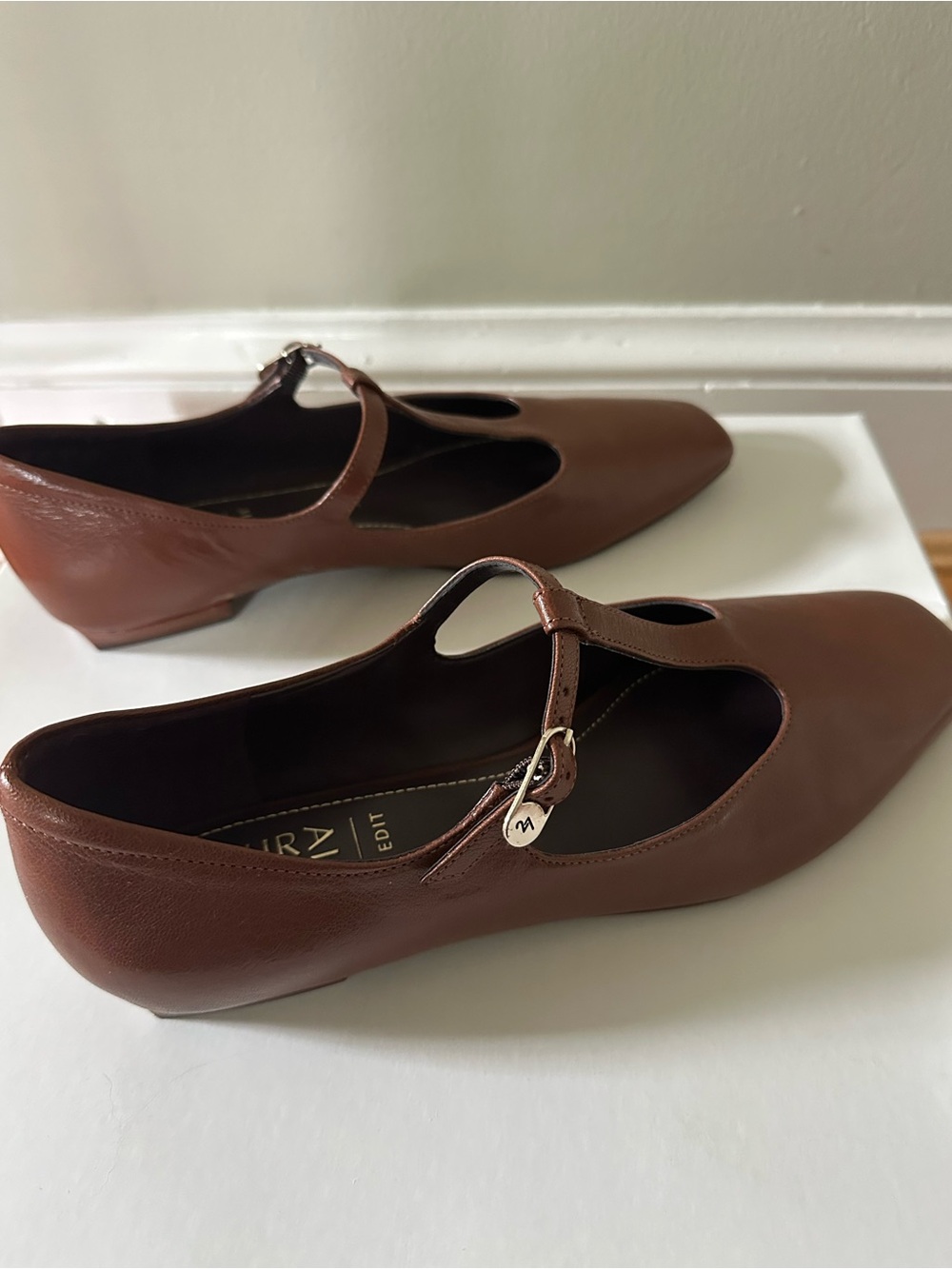 Naturalizer 27 EDIT Bella Caramel T-Strap Flats with Buckle - Picture 2 of 5